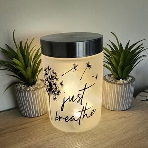 Illuminated 'Just Breathe' Decorative Jar